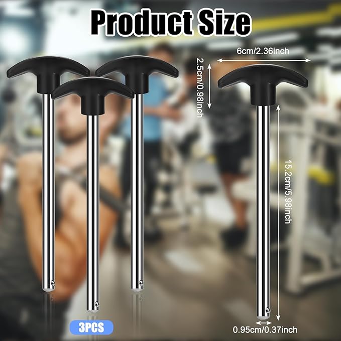 3pcs Weight Stack Pin, Gym Pins for Weight Stack,Weight Lifting Pins for Universal Home Commercial Gym Strength Training Equipment Machine Pin Insert Accessories（3/8" Diameter / 6" Locking Space）