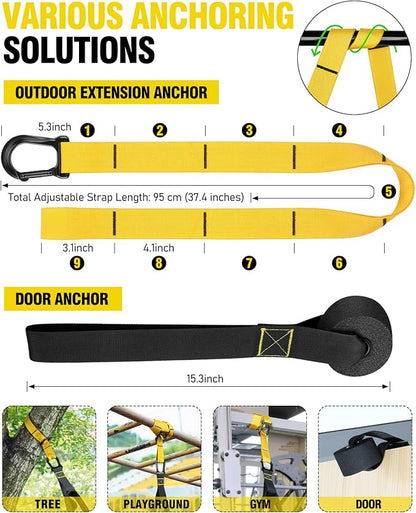 Home Resistance Training Kit, Bodyweight Resistance Straps for Full-Body Workout, 2 Adjustable Workout Straps with Handles, Door Anchor, Supports Up to 500Lbs, All-in-ONE Home Gym Equipment