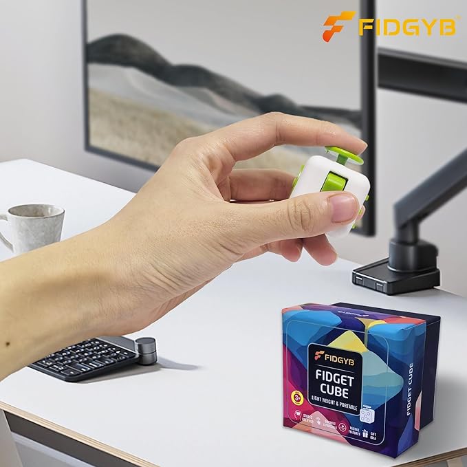 2PCS Cube Fidget Stress Relief Toy for Adults & Kids, Smooth, Quiet Sensory Toy for Anxiety, Focus & ADHD Idea[BR+WG][2PCS]