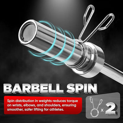 Yes4All Olympic EZ Curl Barbell, 47" Curl Bar 2" Diameter With Spring Collars For Weight Training