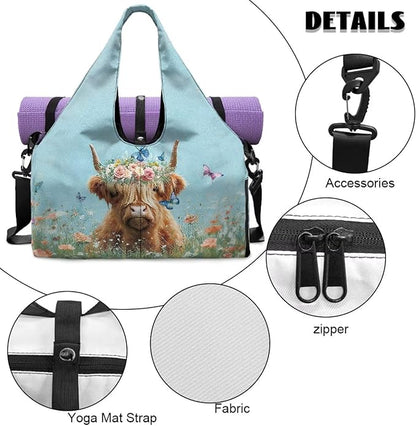 Yoga Mat Bag for Women Men Large Carryall Tote with Adjustable Shoulder Strap for Gym Yoga Travel Pilates Office