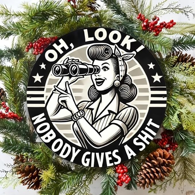 1pc Humorous Quote Round Iron Sign, 8x8 Inch "Nobody Gives a Shit" Wall Art, Decorative Metal Plaque for Home, Garage, Street, Backyard, Club, Bar, Cafe - Gift Idea