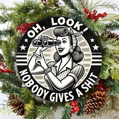 1pc Humorous Quote Round Iron Sign, 8x8 Inch "Nobody Gives a Shit" Wall Art, Decorative Metal Plaque for Home, Garage, Street, Backyard, Club, Bar, Cafe - Gift Idea