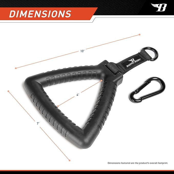 Bionic Body Tri-Grip Single Handle with Carabiner Clip Workout Resistance Tube Accessory BBTG-005, 2.50 x 7.00 x 8.00 inches