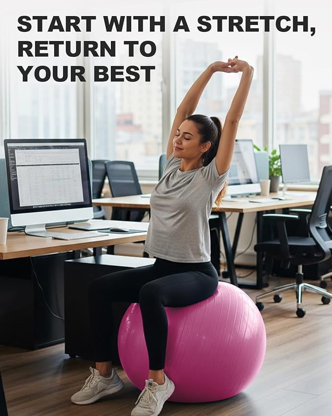 Trideer Exercise Ball for Yoga, Pilates & Fitness – Stability Ball Equipment for Home Gym & Office Chair, Core & Balance Training Accessories, Physical Therapy Equipment, Quick Pump Included, 5 Sizes
