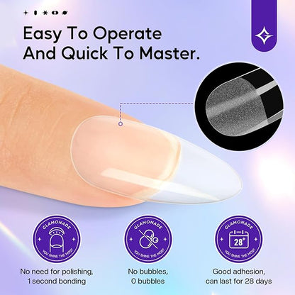 Medium Almond Nail Tips: 312pcs Soft Gel Almond Full Cover Press on Nails Kit - Clear Shaped Acrylic Nail Extensions Pre-Shaped Professional Fake Nails for Salon DIY at Home