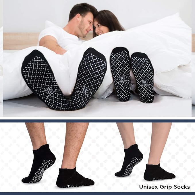 unenow Unisex Non Slip Grip Socks with Cushion for Yoga Pilates Barre Home & Hospital