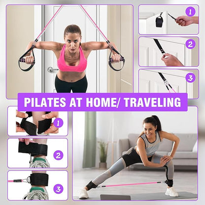 Pilates Bar Kit with Resistance Bands,Pilates Bar with Stackable Bands Workout Equipment for Legs,Hip,Waist and Arm,Exercise Fitness Equipment for Women & Men Home Gym Yoga Pilates