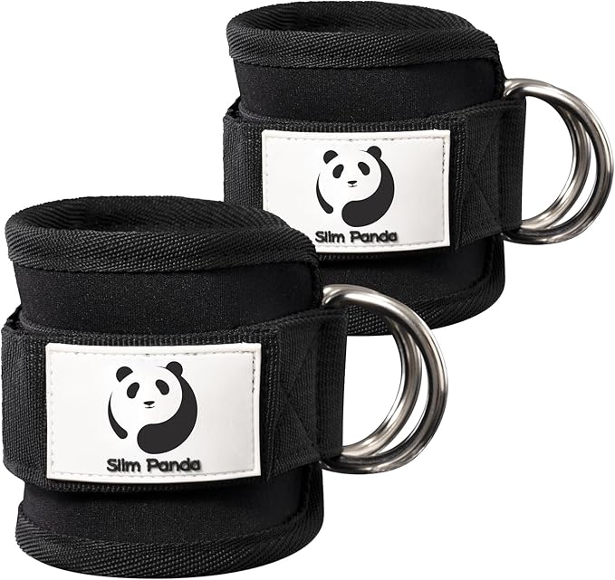Slim Panda Ankle Strap for Cable Machine,Ankle Cuff for Kickbacks, Booty Hip Abductors,Glute Workouts, Leg Extensions, Curls for Men and Women, Adjustable with Double D-Rings