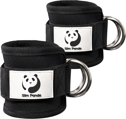 Slim Panda Ankle Strap for Cable Machine,Ankle Cuff for Kickbacks, Booty Hip Abductors,Glute Workouts, Leg Extensions, Curls for Men and Women, Adjustable with Double D-Rings