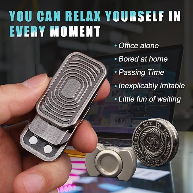 Fidget Toys Adults Set, Metal Fidget Slider, Spinner and Haptic Coin, Decompression Metal EDC Cool Figette Toys for Adults Anxiety Relieve Stress, Greater Focus(Silver)