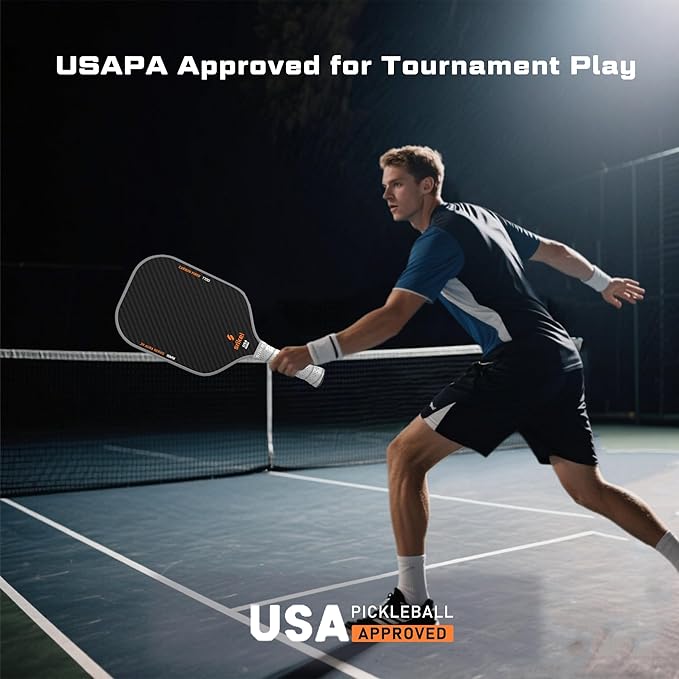 Pickleball Paddles, Raw T700 Carbon Fiber Pickleball Paddle, 16mm Power Polymer Core, Professional Rackets for Great Spin, Control & Precision Shots, USAPA Approved