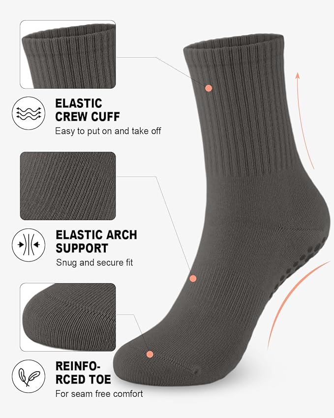3/6 Pairs Grip Pilates Socks for Women, Non-slip Yoga Athletic Socks for Barre Ballet Barefoot Workout Hospital