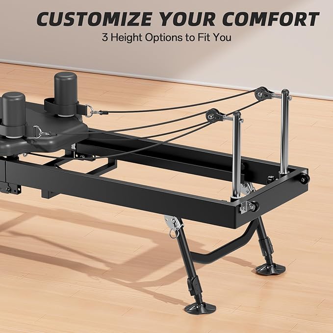 Pilates Reformer Machine for Home, 78" Foldable Reformer with Adjustable Resistance, 5 Elastic Cords, Professional Home Gym Equipment
