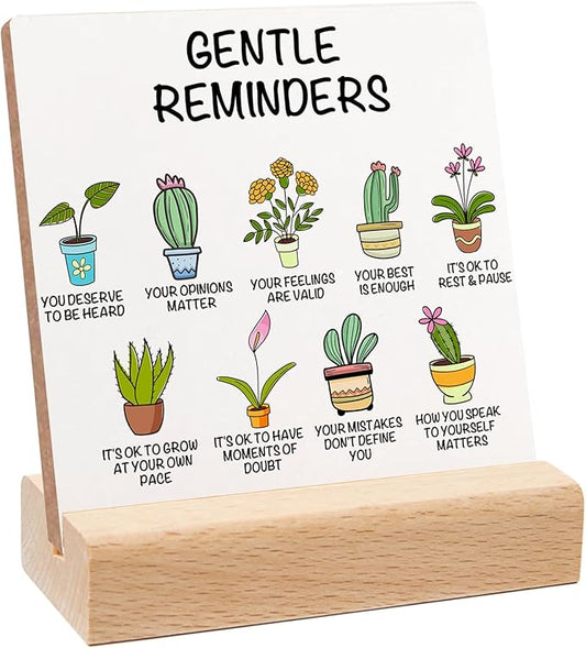 Growth Mindset Sign, Mental Health Wooden Sign Decor, Positive Plaque With Wooden Stand, Mental Health Reminders Gift for Psychologist School Counselor Student Boy Girl Best Friend
