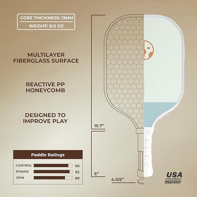 HELIOS Beginner Pickleball Paddle Set of 2 | Includes Slate & Misty Paddles | Particle-Printed Carbon Fiber with 13mm Reactive Core | 8oz, Ideal for Beginners | USAP Approved