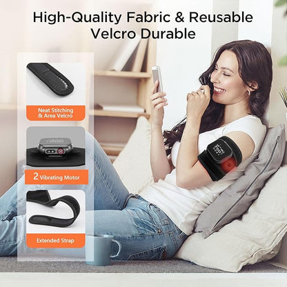 Arm Heating Pad with Heat & Vibration & Red Light, Cordless Elbow Heating Pad with 31IN Detachable Extension Strap,Wireless Arm Massager with Heat for Elbow Hand Knees Leg Ankles Wrists, Velcro