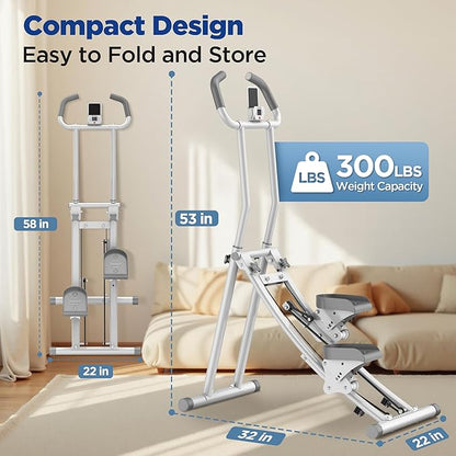 Stair Stepper for Home Gym Exercise, Stair Climber for Full Body Workout with Adjustable Handlebar & Pedals, Compact Foldable Vertical Cardio Exercise Climber with LCD Display