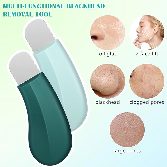 2PCS Blackhead Remover Tools, Mild and Safe Face Scraper Deep Cleaning Silicone Nose Blackhead Remover Skin Spatula Skin Care Tool for Men and Women