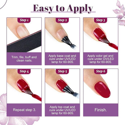 JODSONE 32+4 Pcs Gel Nail Polish Kit Soak Off Gel Polish Set Glitter Gel Nail Kit Nail Art Salon DIY at Home Manicure Kit