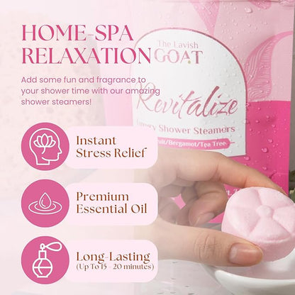 TLG Revitalize Shower Steamers Aromatherapy 7 Pack – USA Made with Menthol, Grapefruit, Bergamot & Tea Tree Essential Oils – Long-Lasting Citrus Shower Bombs – Gift for Men & Women