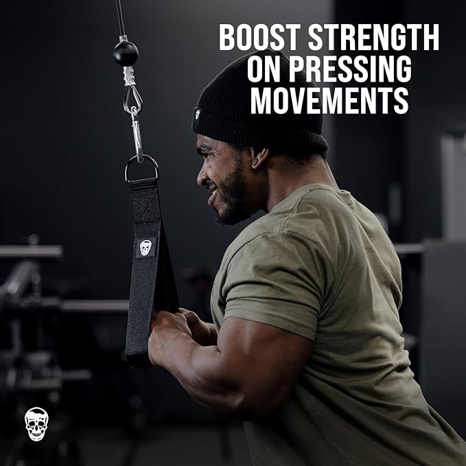 Gymreapers Tricep Rope Cable Attachment - Multi-Workout Tricep Pull Down Cable Attachment - Perfect Gym Cable attachments (3 Lengths Built in One)