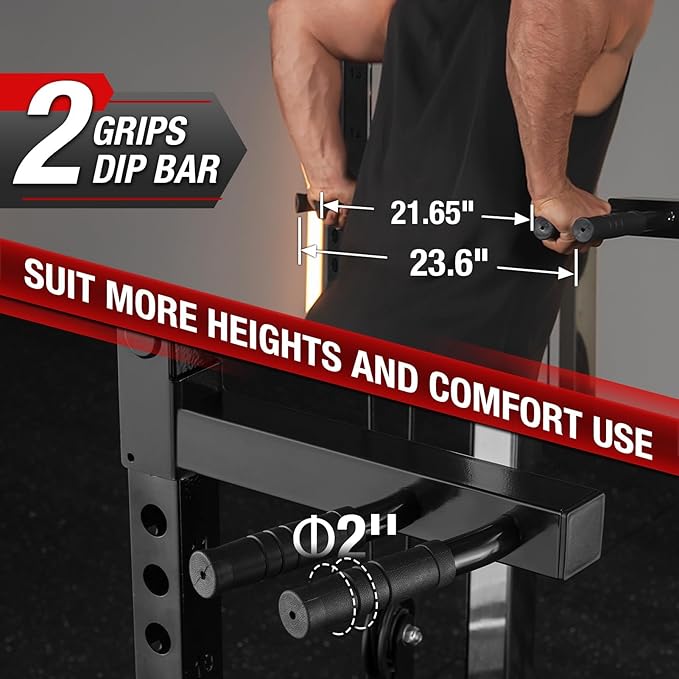 Mikolo Power Cage, 2000LB Power Rack with Independent Dual Pulley System, Multi-Function Home Gym Workout Machine for Cable Crossover