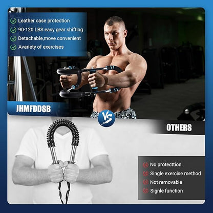 Twister Arm Trainer, Adjustable 6 Resistance Levels(30-120lb) Twister Arm Chest Exerciser with 4 Springs & Poster for Men & Women, Chest Workout Device Equipment for Chest Clip Muscle & Arm Strength