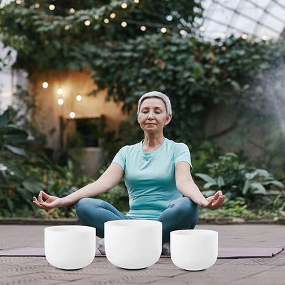 7inch 8inch 9inch Crystal singing bowls set sound bowl for healing Mindfulness, Meditation, Yoga, Spiritual and Body Healing Chakra Bowl (D+F+C, 7inch+8inch+9inch with Travel bag)