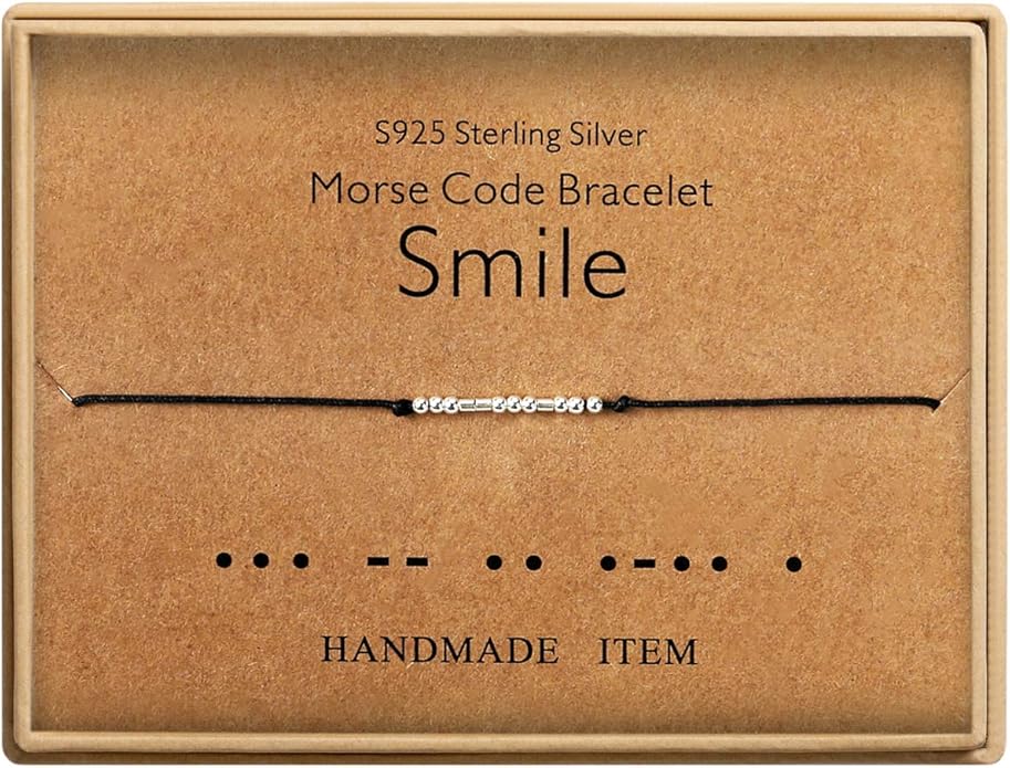 KGBNCIE Morse Code Bracelet for Women Sterling Silver Beads on Silk Cord Secret Message Fuck Friendship Inspirational Encouragement Bracelet Gift for Her