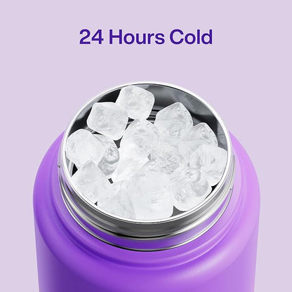 Insulated Water Bottle with Straw Stainless Steel Water Bottle, Leak-Proof, BPA-Free, Double Wall Vacuum Keeps Cold for 24 Hours for Sports, Travel, School (32 oz, Peach Dream)