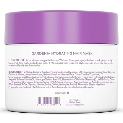 Routine Wellness Deep Conditioning Hair Mask for Dry Damaged Hair - Hydrating, Moisturizing Repair Treatment - Promotes Volume - Gardenia 8oz