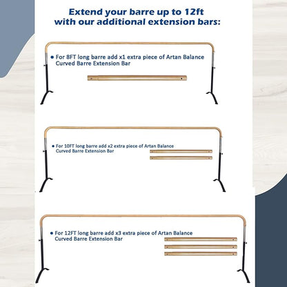 Ballet Barre Portable for Home or Studio, Height Adjustable Bar for Stretch, Pilates, Dance or Active Workouts, Single or Double Bar, Kids and Adults