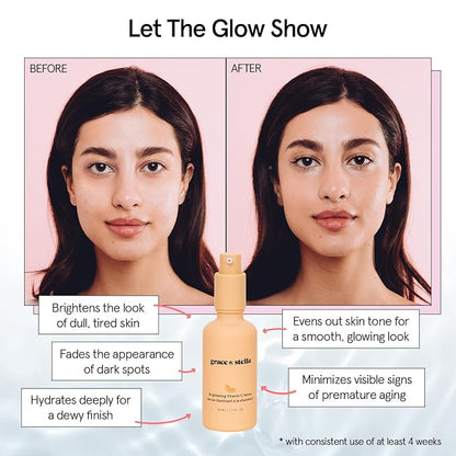 grace & stella Vitamin C Serum for Face (50ml /1.7 fl oz)- Brightening Vitamin C for Face with Hyaluronic Acid Serum To Reduce Dullness & Dark Spots - Vegan Skincare