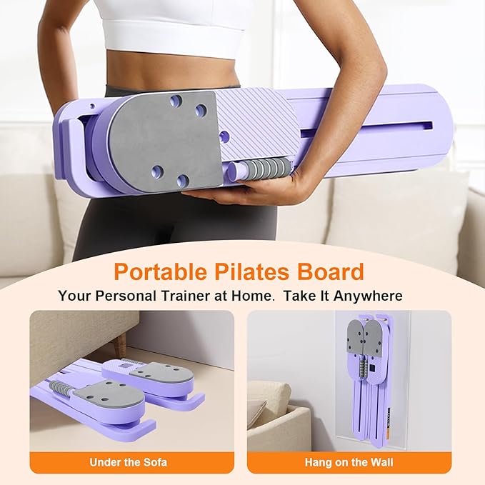 Portable Pilates Reformer Set for Women, Multi-Functional Pilates Exercise Board with Resistance Bands for Home Workouts, Core Strengthening, Toning, Abdominal Sculpting, Full-Body Fitness