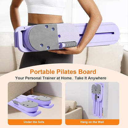 Portable Pilates Reformer Set for Women, Multi-Functional Pilates Exercise Board with Resistance Bands for Home Workouts, Core Strengthening, Toning, Abdominal Sculpting, Full-Body Fitness