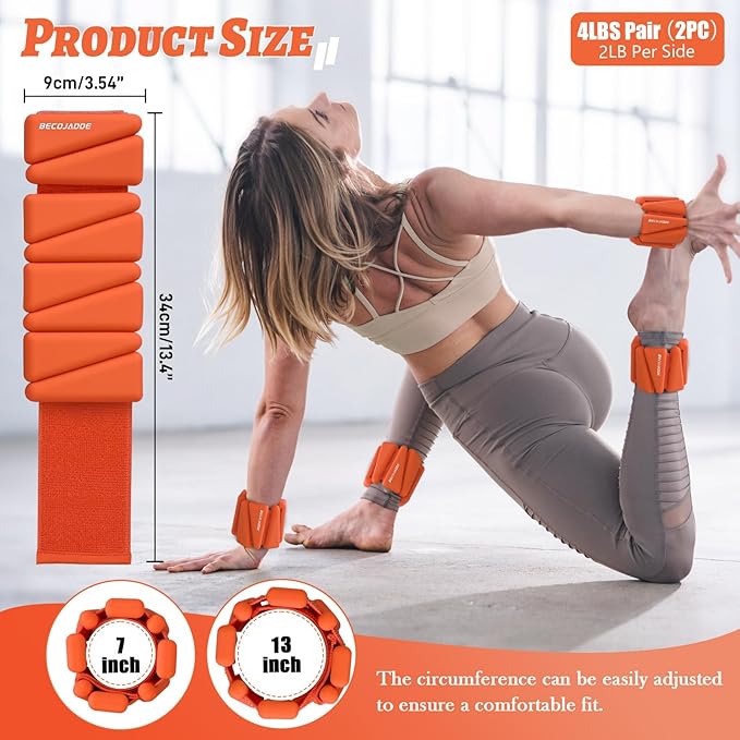 Ankle Weights Set of 2 (1 lb/2 lb/3 lb Each) Adjustable Wrist Weights for Women Men Wearable Arm Leg Weight for Pilates, Running, Walking, Workout, Yoga