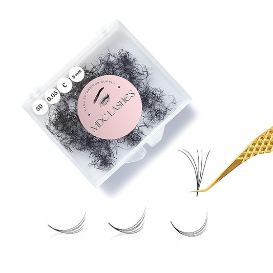500 Promades Eyelash Fans| 5D-20D, 0.03-0.05-0.07 Thickness, C/CC/D Curls, 8-18mm| Volume Lash Extensions Premade Lash Fans Pro Pre Made False Eyelashes Pestañas Pelo A Pelo(16-0.05-C-14)