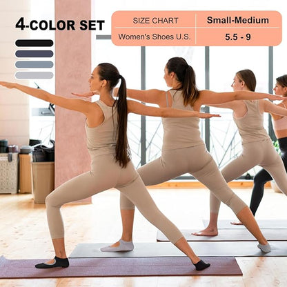 yeuG Grip Pilates Socks for Women Yoga Socks with Grips Open Top Non Slip Grippy Socks for Barre, Ballet, Barefoot Workout
