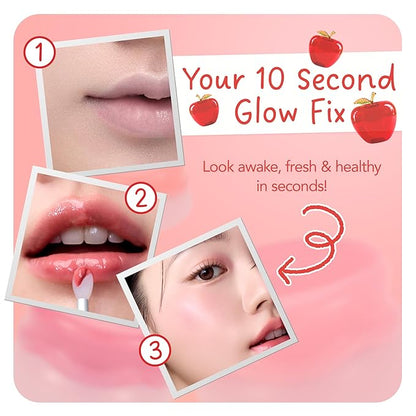 FRUDIA Korean Makeup Lip + Cheek Glow Jam |Long lasting, Moisturizing & Plumping | Non - Sticky & Glossy Color for Eyes, Lips & Cheeks |Dodo Apple – Classic warm red - 4.5 gm