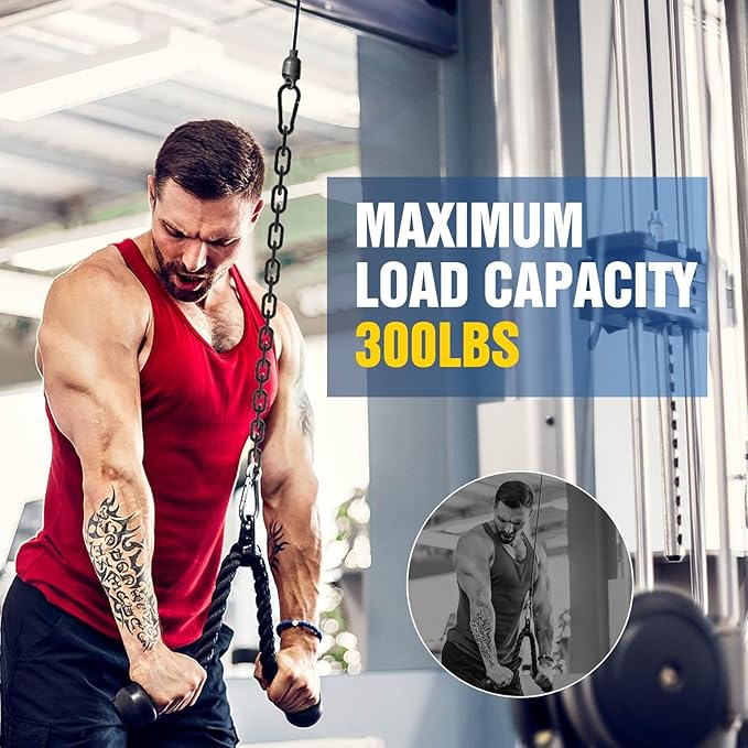 Fitness Chain, Weight Lifting Chain, 304 Stainless Steel Exercise Cable Machine Extension, LAT Pulldown Bar Extension Attacment for Home Gym