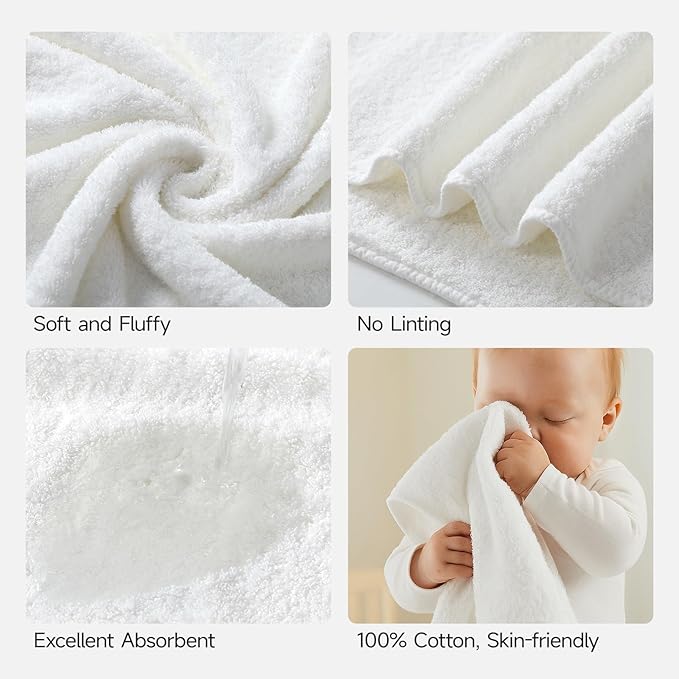 REDKISS Ultra-Plush Bath Towel Set - 900GSM Premium Thick Cotton for Bathroom & Spa, Super Absorbent Bath with No Shedding (2-Piece Bath Twoel Set for Adults, Luxury Hotel & Home Use)-White