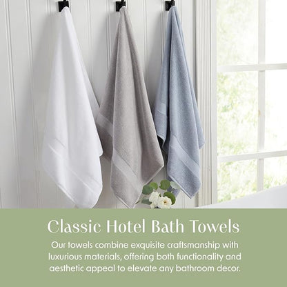Springtree Home Blue Bath Towels Set of 4 | Classic Hotel Bath Towels | 100% Combed Cotton | Absorbent Quick-Dry Towels for Bathroom | Oeko-TEX® Standard 100 Cotton | Cynewski Collection - Blue Fog