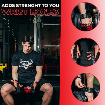 BEAST RAGE Lifting Wrist Straps for Weightlifting, Weight Lifting Straps Gym Grip Power Workouts Lifting Straps Padded Cotton Men Women Wrap Lift Deadlift Straps Hard Pull Exercise