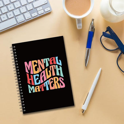 YAZMEEN Motivational Blank Spiral Notebook（160 Pages） Colorful Mental Health Matters Hardcover Sketchbook Mental Health Gifts Funny Notebook Gifts for Office Worker School Counselor Teacher Student
