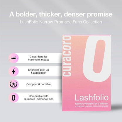 Curacoro LashFolio Narrow Promade Fans, Handmade Volume Eyelashes, 5D~10D, C CC D Curl, Thickness 0.03~0.07mm, 8-15mm Length, Professional Long-Lasting Promade Lash Fans (12D-0.03 CC, 8mm-11mm)