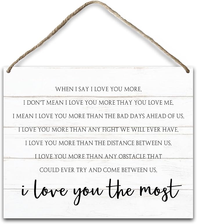 I Love You Gift For Wife Husband Girlfriend Boyfriend Valentine's Day Gift for Daughter Son Hanging Plaque With Rope, Home Wall Shelf Decor Wood Sign for Study Dining Room Bedroom Kitchen -31