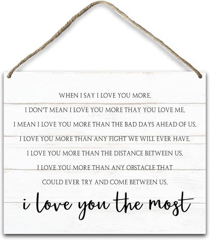 I Love You Gift For Wife Husband Girlfriend Boyfriend Valentine's Day Gift for Daughter Son Hanging Plaque With Rope, Home Wall Shelf Decor Wood Sign for Study Dining Room Bedroom Kitchen -31