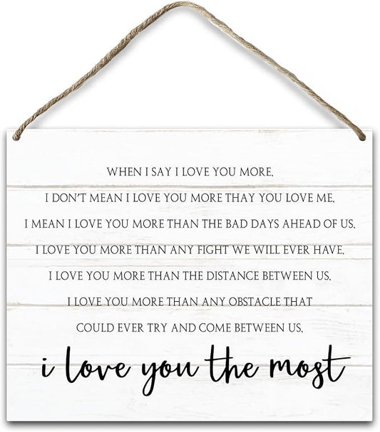 I Love You Gift For Wife Husband Girlfriend Boyfriend Valentine's Day Gift for Daughter Son Hanging Plaque With Rope, Home Wall Shelf Decor Wood Sign for Study Dining Room Bedroom Kitchen -31