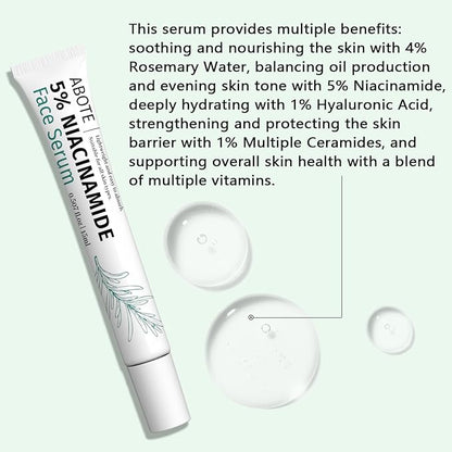 Travel Skincare 5% Niacinamide Serum with 4% Rosemary Extracts - Deep Hydration, Soothes Skin, Enhances Elasticity (3Pack 0.507 fl.oz | 15ml)
